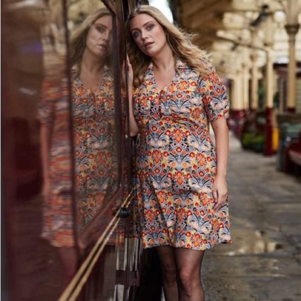 Joanie Clothing Josephine Dress in Maple Sugar Print Sz 16
